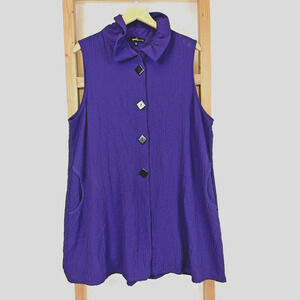 Yushi Vintage Y2K Purple Sleeveless Long Vest #1381 Size XL